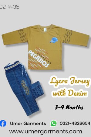 Baby Boy Golden Lycra Jersey with Denim