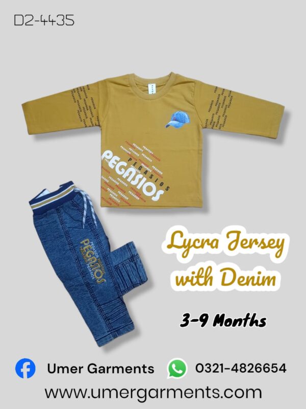 Baby Boy Golden Lycra Jersey with Denim