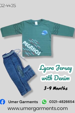 Baby Boy Green Lycra Jersey with Denim