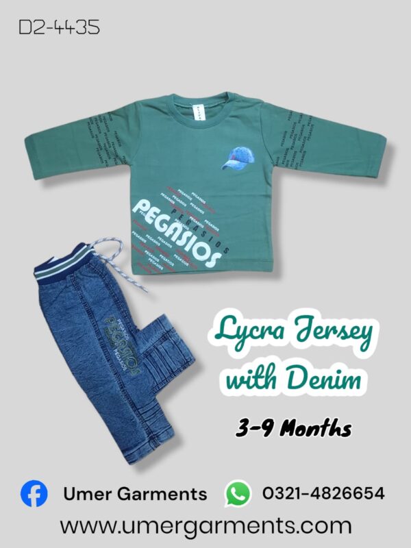 Baby Boy Green Lycra Jersey with Denim