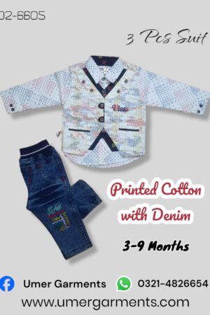 Baby Boy Printed Cotton with Denim