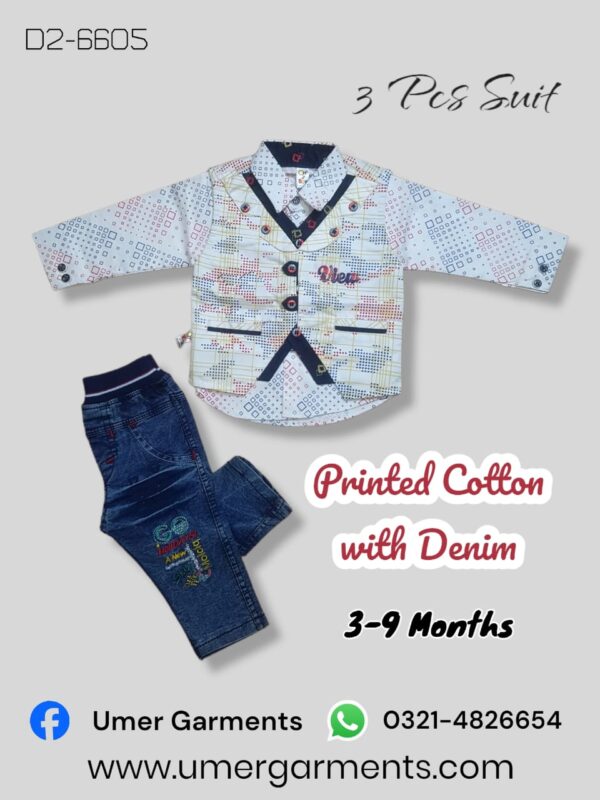 Baby Boy Printed Cotton with Denim