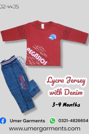 Baby Boy Red Lycra Jersey with Denim