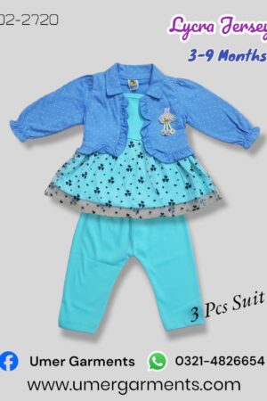 Baby Girl Blue Lycra Jersey 3 Pcs