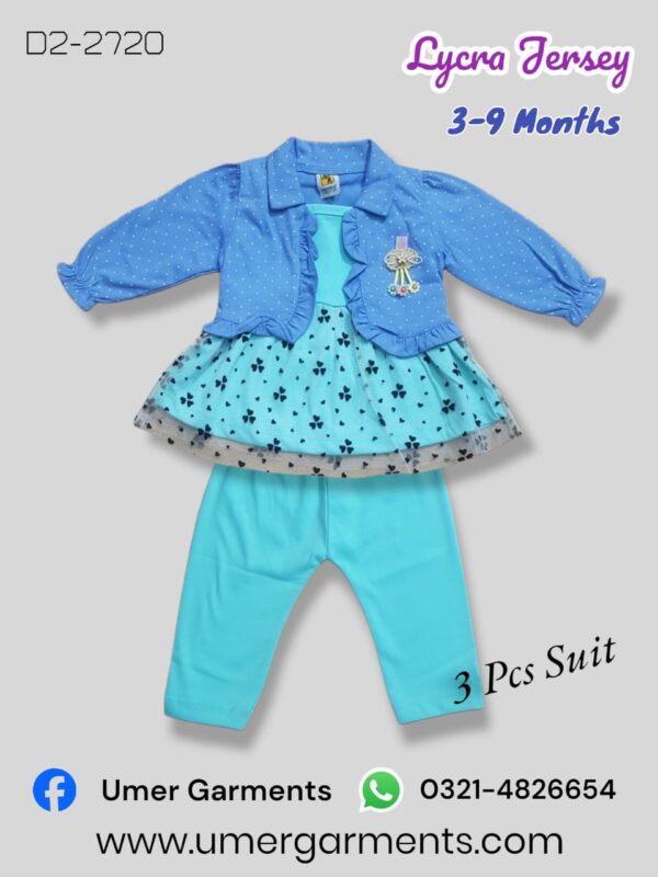 Baby Girl Blue Lycra Jersey 3 Pcs