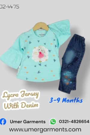 Baby Girl Blue Lycra Jersey with Denim