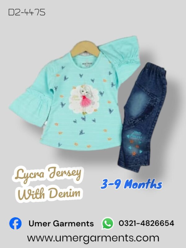 Baby Girl Blue Lycra Jersey with Denim