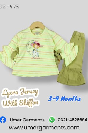 Baby Girl Green Lycra Jersey with Shiffon