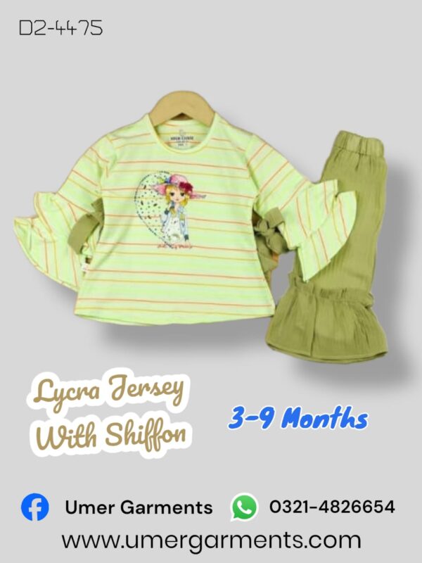 Baby Girl Green Lycra Jersey with Shiffon