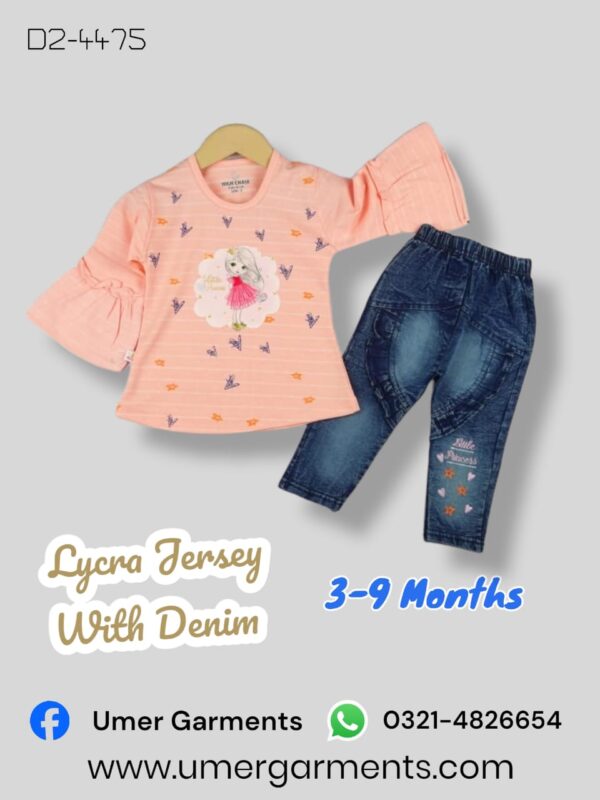 Baby Girl Pink Lycra Jersey with Denim