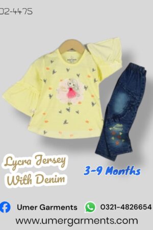 Baby Girl Yellow Lycra Jersey with Denim