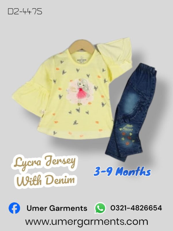 Baby Girl Yellow Lycra Jersey with Denim