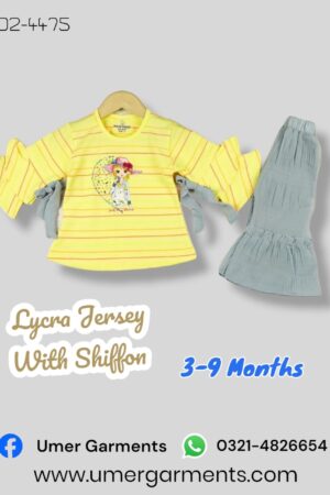 Baby Girl Yellow Lycra Jersey with Shiffon