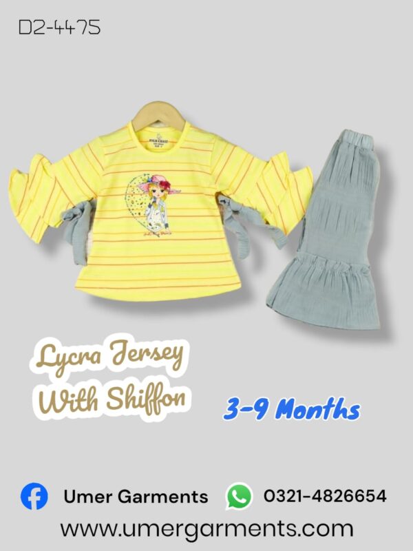 Baby Girl Yellow Lycra Jersey with Shiffon