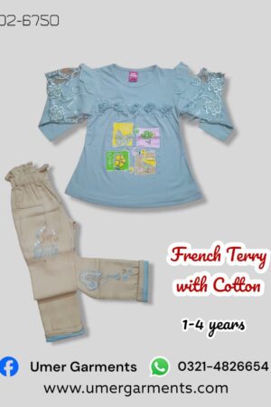 Blue French Terry with Cotton Suit for Girls