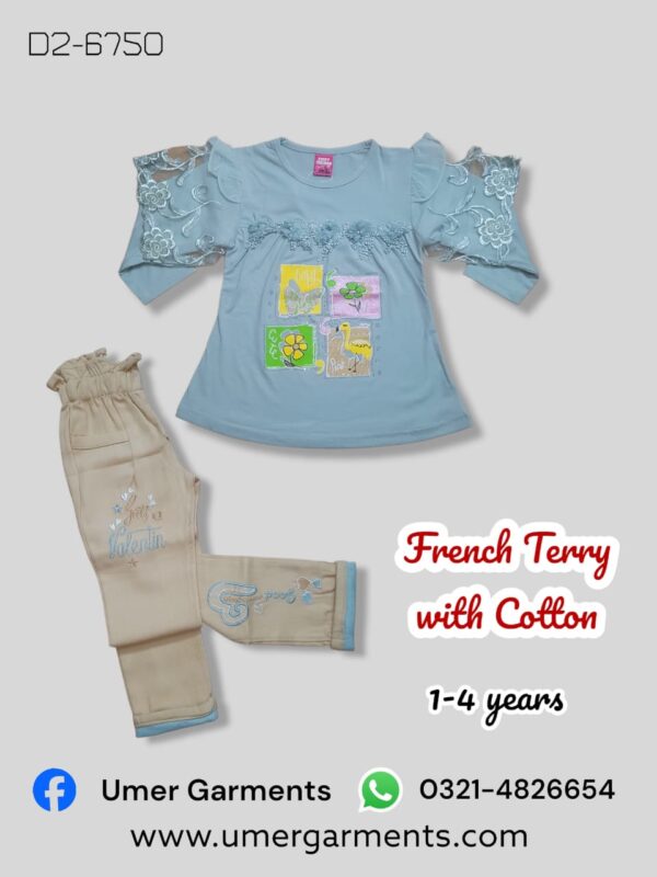 Blue French Terry with Cotton Suit for Girls