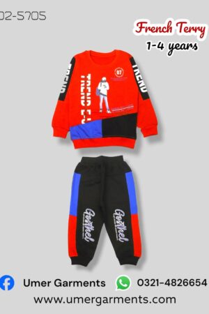 Red French Terry Suits For Boys