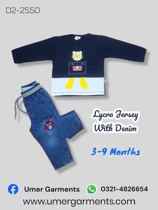 Baby Boy Blue Lycra Jersey with Denim