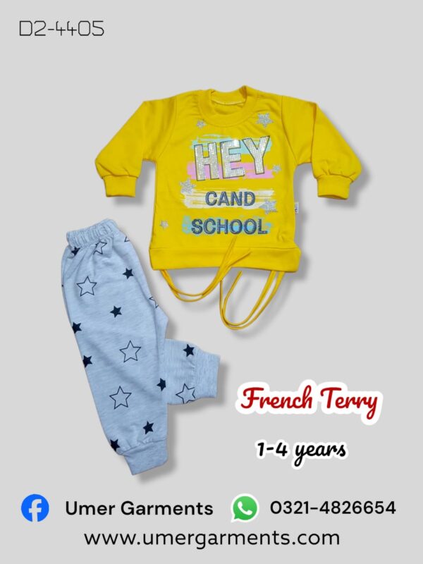 Yellow French Terry Suit for Girls